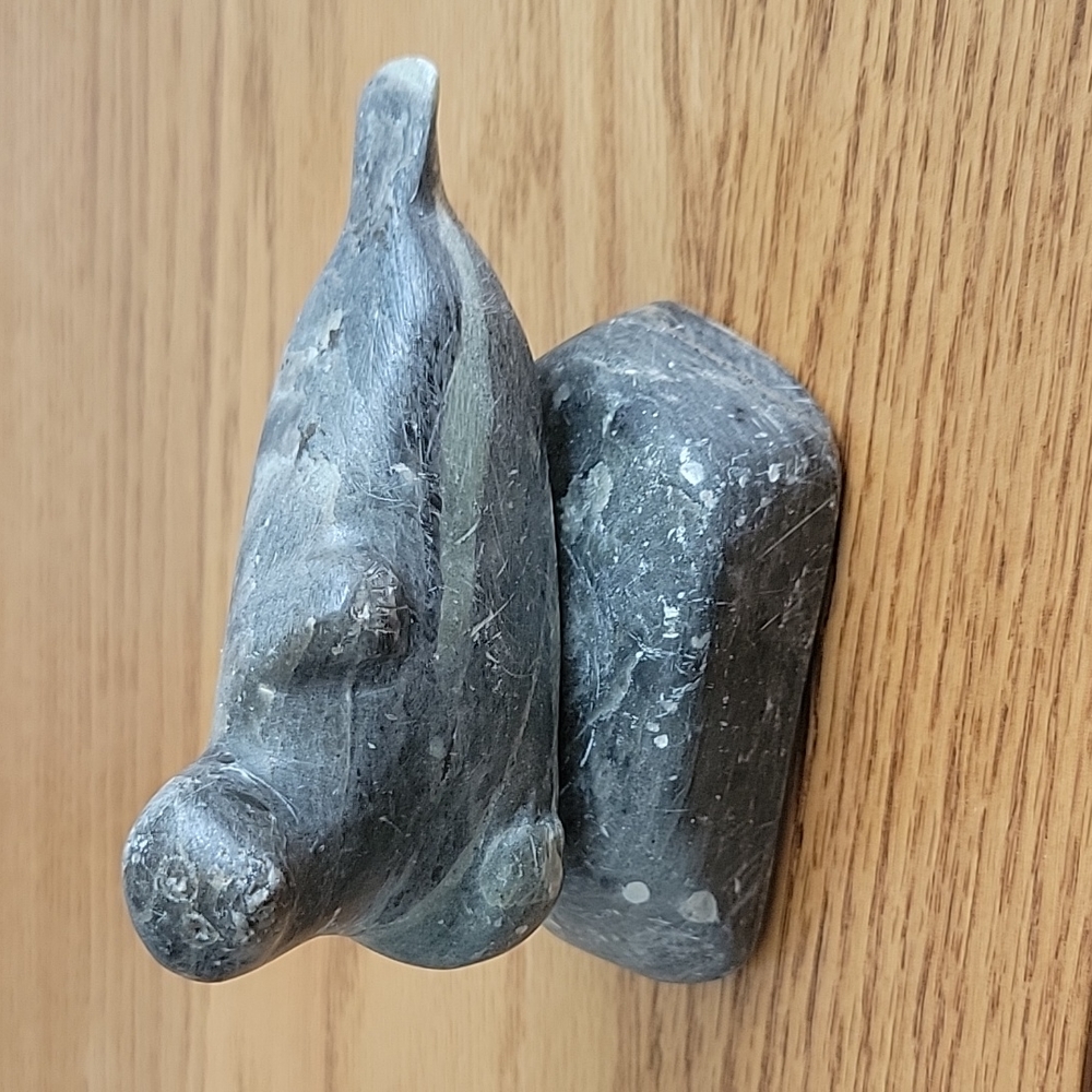 Indigenous Signed Sculpture Soapstone Carving Seal rock